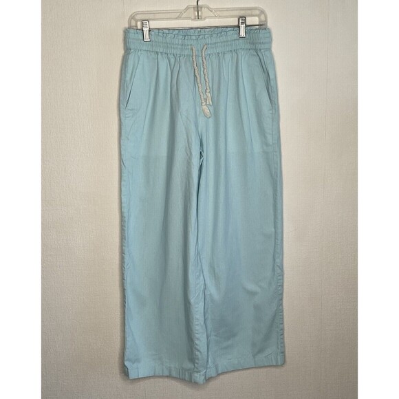 NWT J. Crew Pull On Wide Leg Pants Women Size S Light Blue Cotton/Linen Blend - Picture 8 of 11